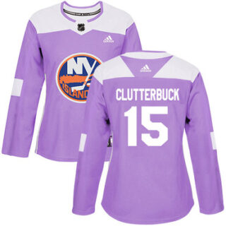 Women's New York Islanders #15 Cal Clutterbuck Purple Authentic Fights Cancer Stitched NHL Jersey