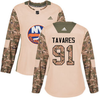Women's New York Islanders #91 John Tavares Camo Authentic 2017 Veterans Day Stitched NHL Jersey