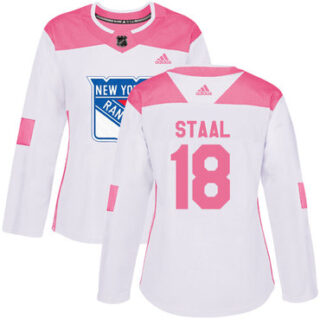Women's New York Rangers #18 Marc Staal White Pink Authentic Fashion Stitched NHL Jersey