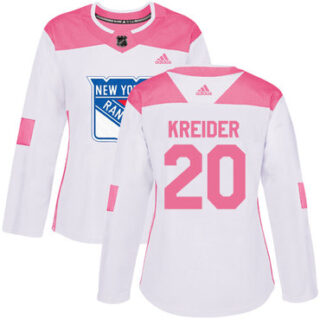 Women's New York Rangers #20 Chris Kreider White Pink Authentic Fashion Stitched NHL Jersey