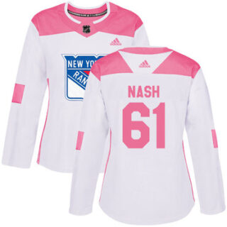 Women's New York Rangers #61 Rick Nash White Pink Authentic Fashion Stitched NHL Jersey