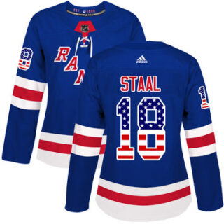 Women's New York Rangers #18 Marc Staal Royal Blue Home Authentic USA Flag Stitched NHL Jersey