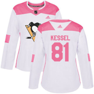 Women's Pittsburgh Penguins #81 Phil Kessel White Pink Authentic Fashion Stitched NHL Jersey