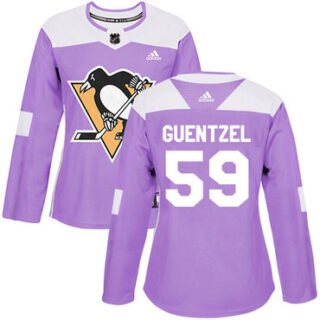Women's Pittsburgh Penguins #59 Jake Guentzel Purple Authentic Fights Cancer Stitched NHL Jersey