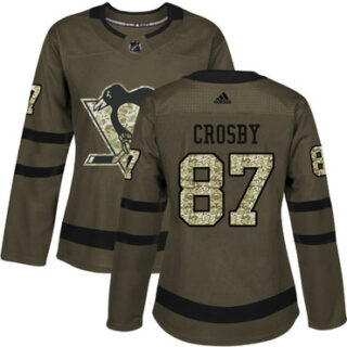 Women's Pittsburgh Penguins #87 Sidney Crosby Green Salute to Service Stitched NHL Jersey