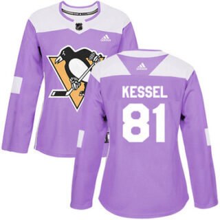 Women's Pittsburgh Penguins #81 Phil Kessel Purple Authentic Fights Cancer Stitched NHL Jersey