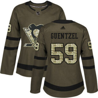 Women's Pittsburgh Penguins #59 Jake Guentzel Green Salute to Service Stitched NHL Jersey
