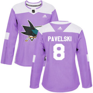 Women's San Jose Sharks #8 Joe Pavelski Purple Authentic Fights Cancer Stitched NHL Jersey