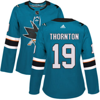 Women's San Jose Sharks #19 Joe Thornton Teal Home Authentic Stitched NHL Jersey