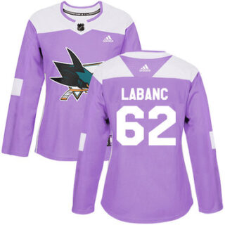 Women's San Jose Sharks #62 Kevin Labanc Purple Authentic Fights Cancer Stitched NHL Jersey
