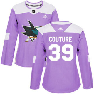 Women's San Jose Sharks #39 Logan Couture Purple Authentic Fights Cancer Stitched NHL Jersey