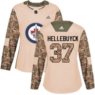 Women's Winnipeg Jets #37 Connor Hellebuyck Camo Authentic 2017 Veterans Day Stitched NHL Jersey