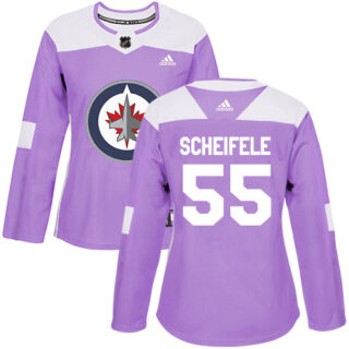 Women's Winnipeg Jets #55 Mark Scheifele Purple Authentic Fights Cancer Stitched NHL Jersey
