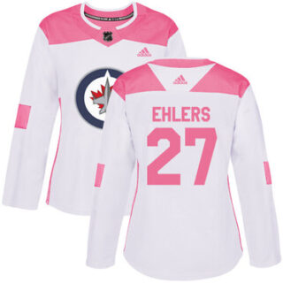 Women's Winnipeg Jets #27 Nikolaj Ehlers White Pink Authentic Fashion Stitched NHL Jersey