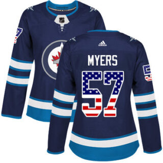 Women's Winnipeg Jets #57 Tyler Myers Navy Blue Home Authentic USA Flag Stitched NHL Jersey
