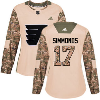 Women's Philadelphia Flyers #17 Wayne Simmonds Camo Authentic 2017 Veterans Day Stitched NHL Jersey