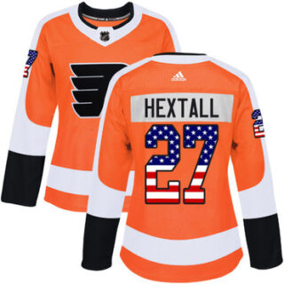 Women's Philadelphia Flyers #27 Ron Hextall Orange Home Authentic USA Flag Stitched NHL Jersey