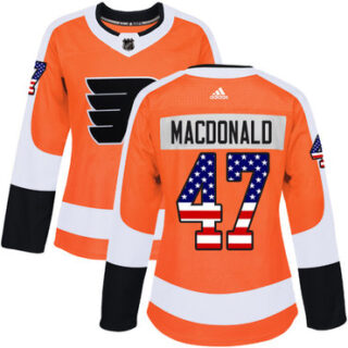 Women's Philadelphia Flyers #47 Andrew MacDonald Orange Home Authentic USA Flag Stitched NHL Jersey