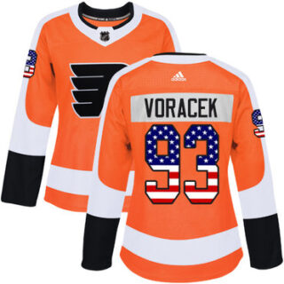 Women's Philadelphia Flyers #93 Jakub Voracek Orange Home Authentic USA Flag Stitched NHL Jersey