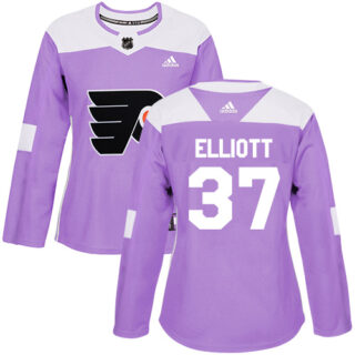 Women's Philadelphia Flyers #37 Brian Elliott Purple Authentic Fights Cancer Stitched NHL Jersey