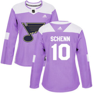 Women's St. Louis Blues #10 Brayden Schenn Purple Authentic Fights Cancer Stitched NHL Jersey