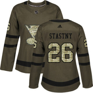 Women's St. Louis Blues #26 Paul Stastny Green Salute to Service Stitched NHL Jersey