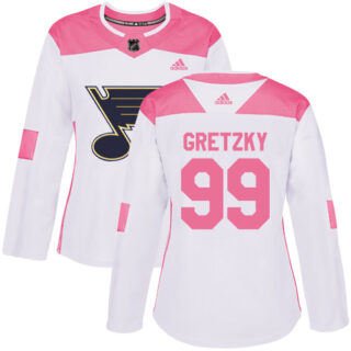 Women's St. Louis Blues #99 Wayne Gretzky White Pink Authentic Fashion Stitched NHL Jersey