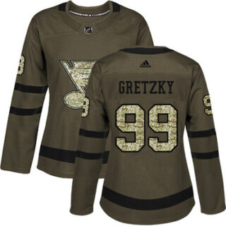 Women's St. Louis Blues #99 Wayne Gretzky Green Salute to Service Stitched NHL Jersey