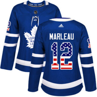 Women's Toronto Maple Leafs #12 Patrick Marleau Blue Home Authentic USA Flag Stitched NHL Jersey