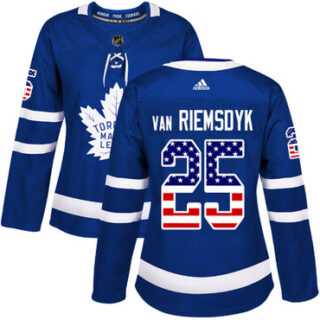 Women's Toronto Maple Leafs #25 James Van Riemsdyk Blue Home Authentic USA Flag Stitched NHL Jersey
