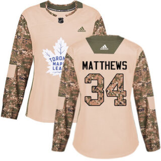 Women's Toronto Maple Leafs #34 Auston Matthews Camo Authentic 2017 Veterans Day Stitched NHL Jersey