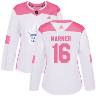 Women's Toronto Maple Leafs #16 Mitchell Marner White Pink Authentic Fashion Stitched NHL Jersey