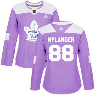 Women's Toronto Maple Leafs #88 William Nylander Purple Authentic Fights Cancer Stitched Hockey Jersey