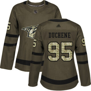 Women's Nashville Predators #95 Matt Duchene Green Salute to Service Stitched Hockey Jersey