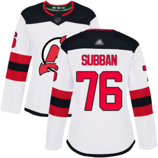 Women's New Jersey Devils #76 P. K. Subban White Road Authentic Stitched Hockey Jersey