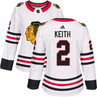 Women's Chicago Blackhawks #2 Duncan Keith White Road Authentic Stitched Hockey Jersey