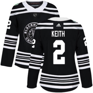 Women's Chicago Blackhawks #2 Duncan Keith Black Authentic 2019 Winter Classic Stitched Hockey Jersey