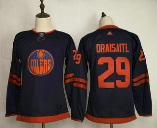 Youth Edmonton Oilers #29 Leon Draisaitl Navy Blue 50th Anniversary Stitched NHL Jersey