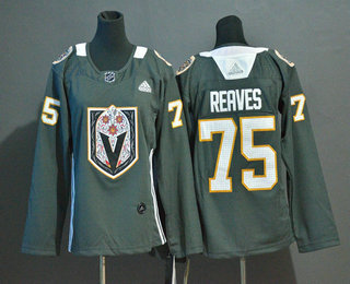 Women's Vegas Golden Knights #75 Ryan Reaves Gray Dia De Los Muertos Jersey