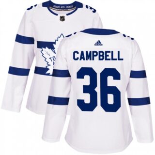 Women's Toronto Maple Leafs #36 Jack Campbell Authentic White 2018 Stadium Series Jersey