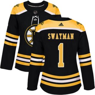 Women's Boston Bruins #1 Jeremy Swayman Authentic Home Jersey - Black