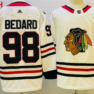 Youth Chicago Blackhawks #98 Connor Bedard White Black Stitched Jersey