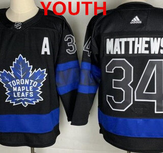 Youth Toronto Maple Leafs #34 Auston Matthews Black X Drew House Inside Out Stitched Jersey