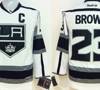 Youth Los Angeles Kings #23 Dustin Brown White Jersey