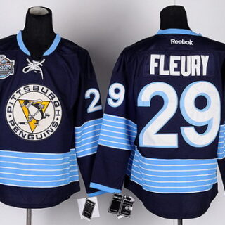 Youth Pittsburgh Penguins #29 Marc-Andre Fleury Navy Blue Third Jersey
