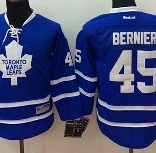 Youth Toronto Maple Leafs #45 Jonathan Bernier Blue Jersey