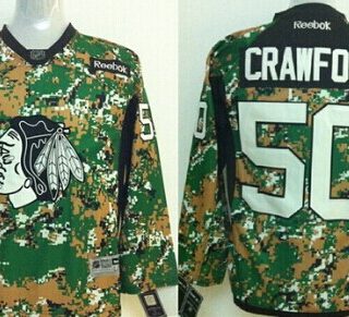 Youth Chicago Blackhawks #50 Corey Crawford 2014 Camo Jersey
