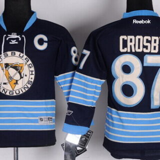 Youth Pittsburgh Penguins #87 Sidney Crosby Navy Blue Third Jersey