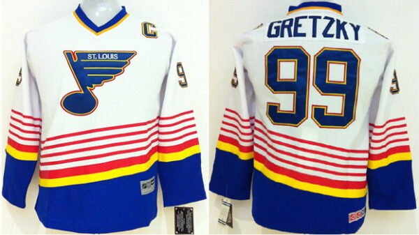 Youth St. Louis Blues #99 Wayne Gretzky White Throwback CCM Jersey