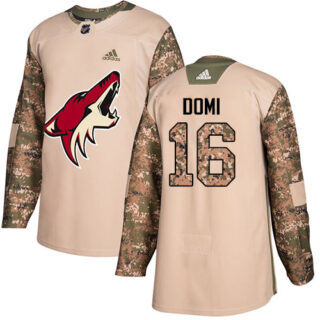 Youth Arizona Coyotes #16 Max Domi Camo Authentic 2017 Veterans Day Stitched NHL Jersey